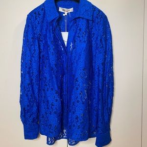 NWT Diane Von Furstenberg Blue Lace Top Size 4